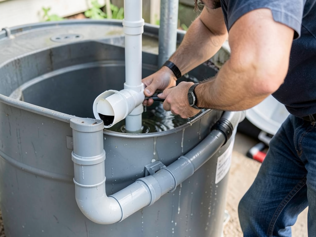 Connecting rain barrels to your butchertown gutter